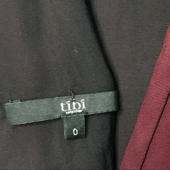 Tibi Size 0 Drapy Crepe Wrap Dress Burgundy Red Asymmetrical Hem Cocktail - Picture 6 of 8